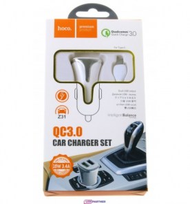 hoco. Z31 USB port s nabíječkou na kabely typu C-QC 3.0 18W bílá
