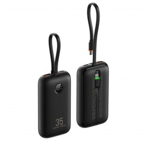 VEGER powerbank 10000 mAh s vestavěnými kabely Type C / Lightning PD QC3.0 35W K1 (W1188) černá