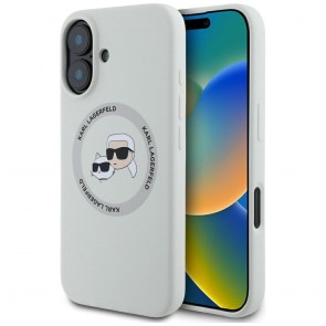 KARL LAGERFELD pouzdro pro IPHONE 16 kompatibilní s MagSafe KLHMP16SSKCHTCE (Silicone KC Heads) beige