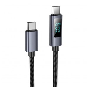 HOCO kabel typ C na typ C s displejem 3A 60W X112 1 m černý