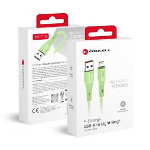  F-ENERGY C343 kabel USB A na Lightning 2,4A 12W silikonový 1 m zelený