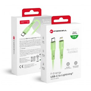  F-ENERGY C346 kabel Type C to Lightning PD 3A 27W Silicone 1 m zelený