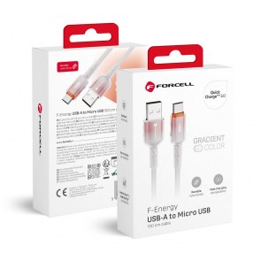  F-ENERGY C351 kabel USB A na Micro USB QC3.0 2,4A 18W Gradient 1 m bílý
