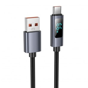 Kabel USB A na USB C Hoco 5A s displejem 1 m X112 černý