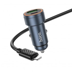 Nabíječka do auta Hoco USB A + USB C QC3.0 PD 30W + kabel USB C na Lightning Z57A černá