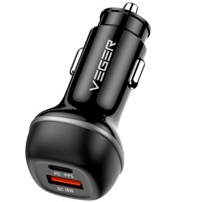 Nabíječka do auta VEGER USB A + USB C QC PD 51W CC62-1A1C černá