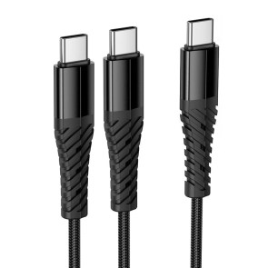 Kabel 2v1 USB C na USB C+C Hoco 1 m X123 černý