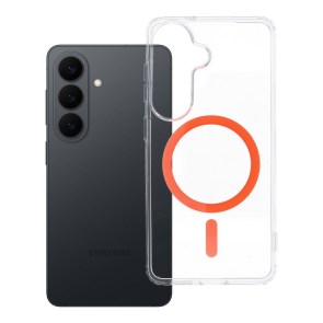 Pouzdro pro Samsung S26 Drop Glue Colorful Ring Mag Cover kompatibilní s MagSafe oranžové