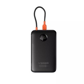 Powerbanka Veger 10000 mAh s vestavěným kabelem USB C QC3.0 PD 2A 22,5W K1C W1189 černá