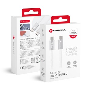 Kabel USB C na USB C  F-Energy QC4.0 PD 5A 100W Cafule Color 1,2 m ACYH23 bílý