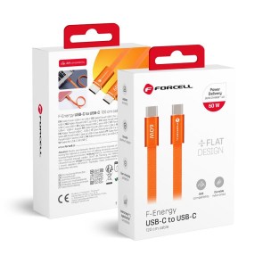 Kabel USB C na USB C  F-Energy QC4.0 PD 3A 60W Cafule Flat 1,2 m CCFN23 oranžový