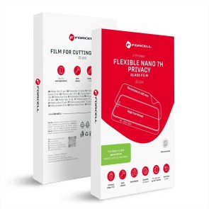 Hybridní nanoskleněná fólie pro řezací stroj 2. a 3. generace.  F-Protect Flexible NANO 7H PRIVACY 196 x 125 mm 25 ks