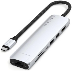 Adaptér HUB 7v1 USB C Satechi Slim ST-P7SS stříbrný