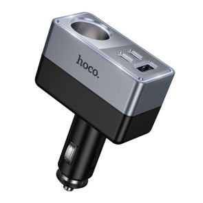 Nabíječka do auta Hoco 1xUSB A + 2xUSB C+1x port zapalovače cigaret PD QC3.0 max 165W/24V Z65A černá