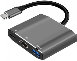 Adaptér HUB 3v1 USB C ART OEM-C17 stříbrný