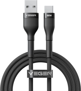 Kabel USB A na typ C VEGER PD 11V 6A 66W AC04 1,2 m černý