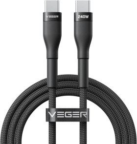 Kabel typ C na typ C VEGER PD 5A 240W CC03 1,5 m černý