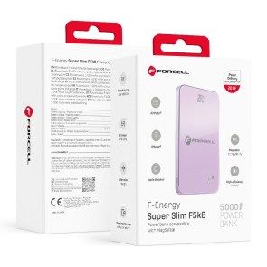 Powerbanka kompatibilní s MagSafe  F-Energy SuperSlim F5K8 QC4.0 PD3.0 15W 5000 mAh fialová