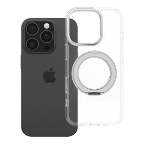 Průhledné pouzdro pro iPhone 16 PRO s kruhovým stojánkem, kompatibilní s MagSafe