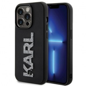 Originální čelní kryt KARL LAGERFELD KLHCP15X3DMBKCK pro iPhone 15 PRO MAX (3D logo třpytivé / černé)