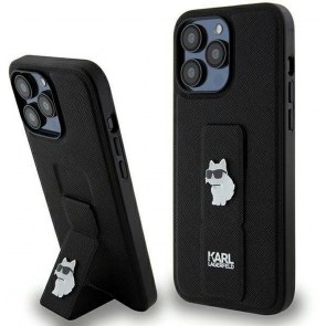 Originální čelní kryt KARL LAGERFELD KLHCP13XGSACHPK pro iPhone 13 Pro Max (Gripstand Saffiano chupette PIN / černá)