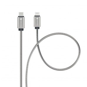  F-ENERGY Kovový kabel C238 Typ C k Lightning PD QC3.0 3A 27W 1 m stříbrný