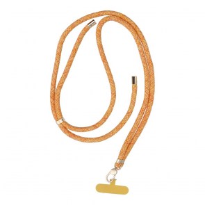 Přívěsek SWING (8 mm) na telefon s nastavitelnou délkou / délka šňůry 165 cm (max. 82,5 cm v poutku) / na rameno nebo krk - oranžovo-bílý