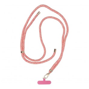 Přívěsek SWING (8 mm) na telefon s nastavitelnou délkou / délka šňůry 165 cm (max. 82,5 cm v poutku) / na rameno nebo na krk - růžovo-bílý